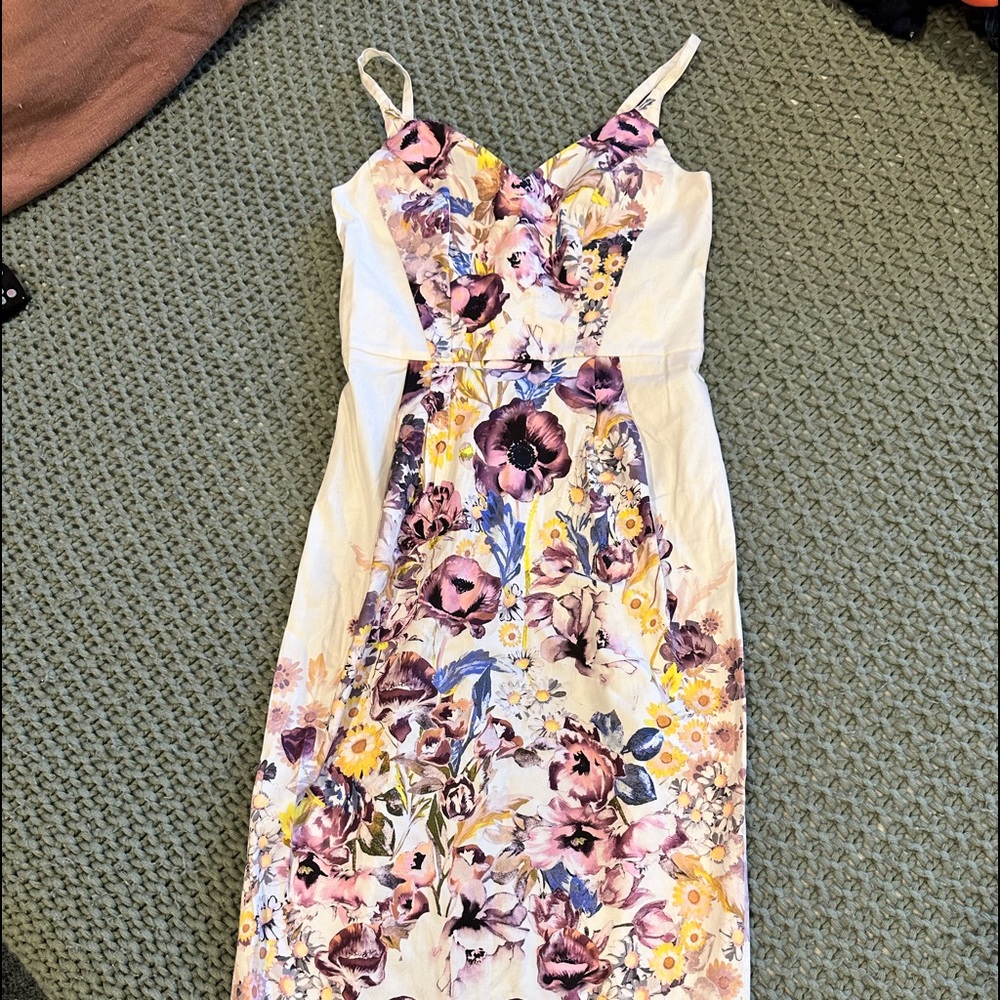 𝅺ASOS floral mirror print spaghetti strap midi dress 4